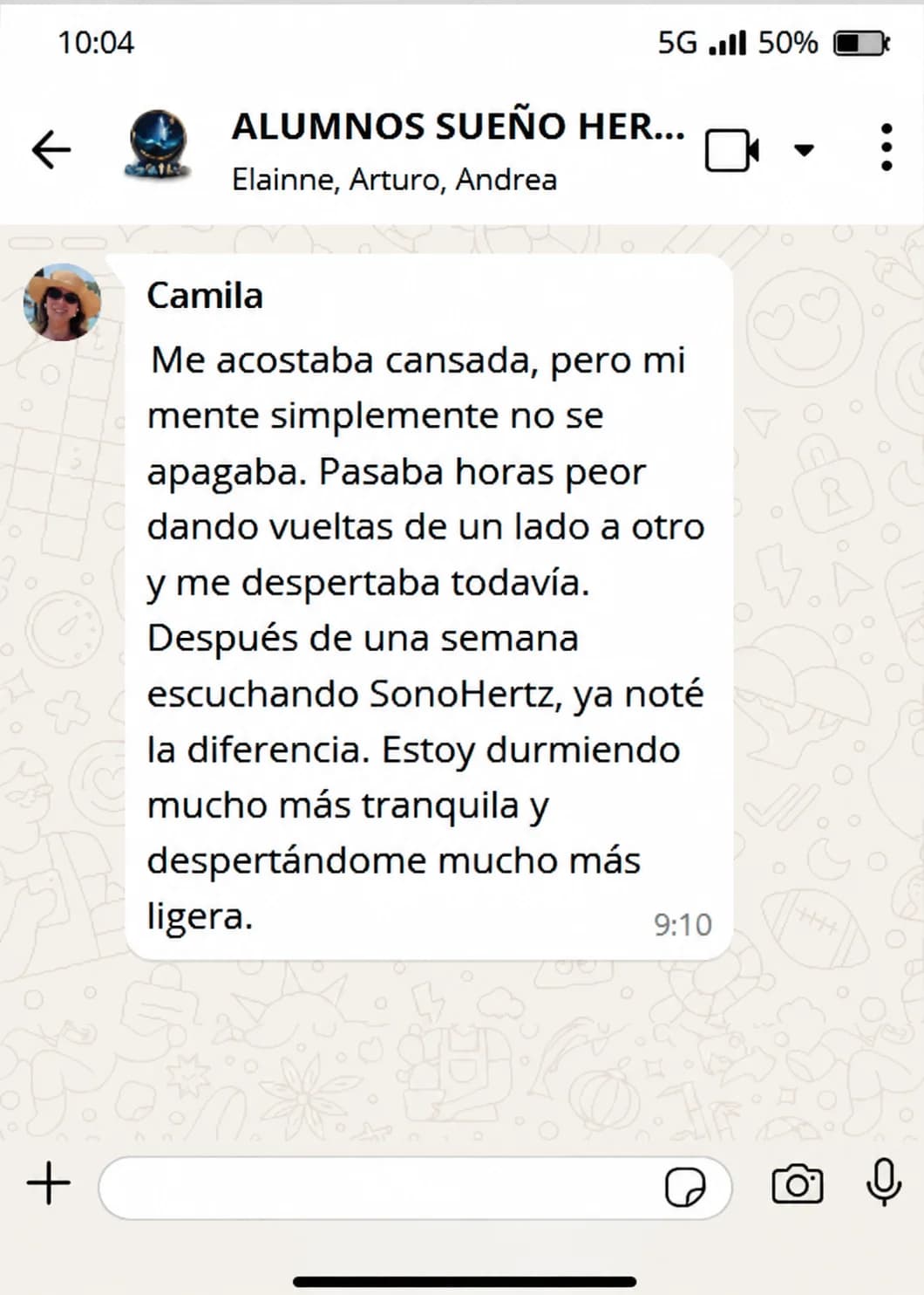Testimonio de Camila: duerme más tranquila